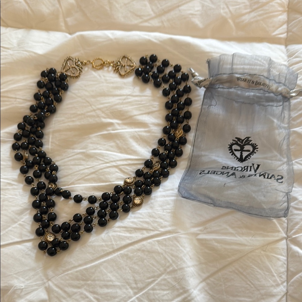 Virgins Saints & Angels Black and Gold Multi-Strand Necklace
